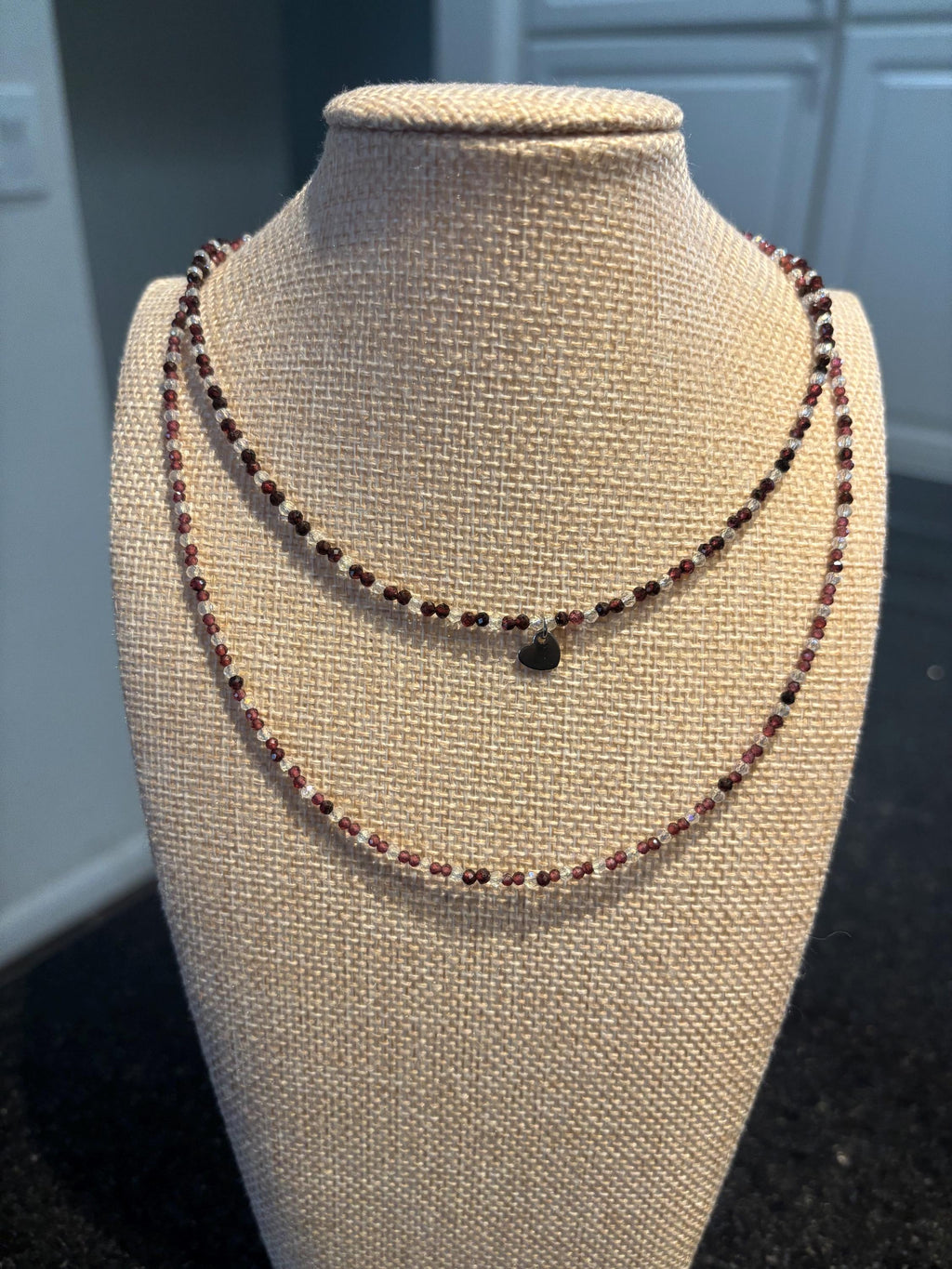Dainty Garnet Beaded Necklace