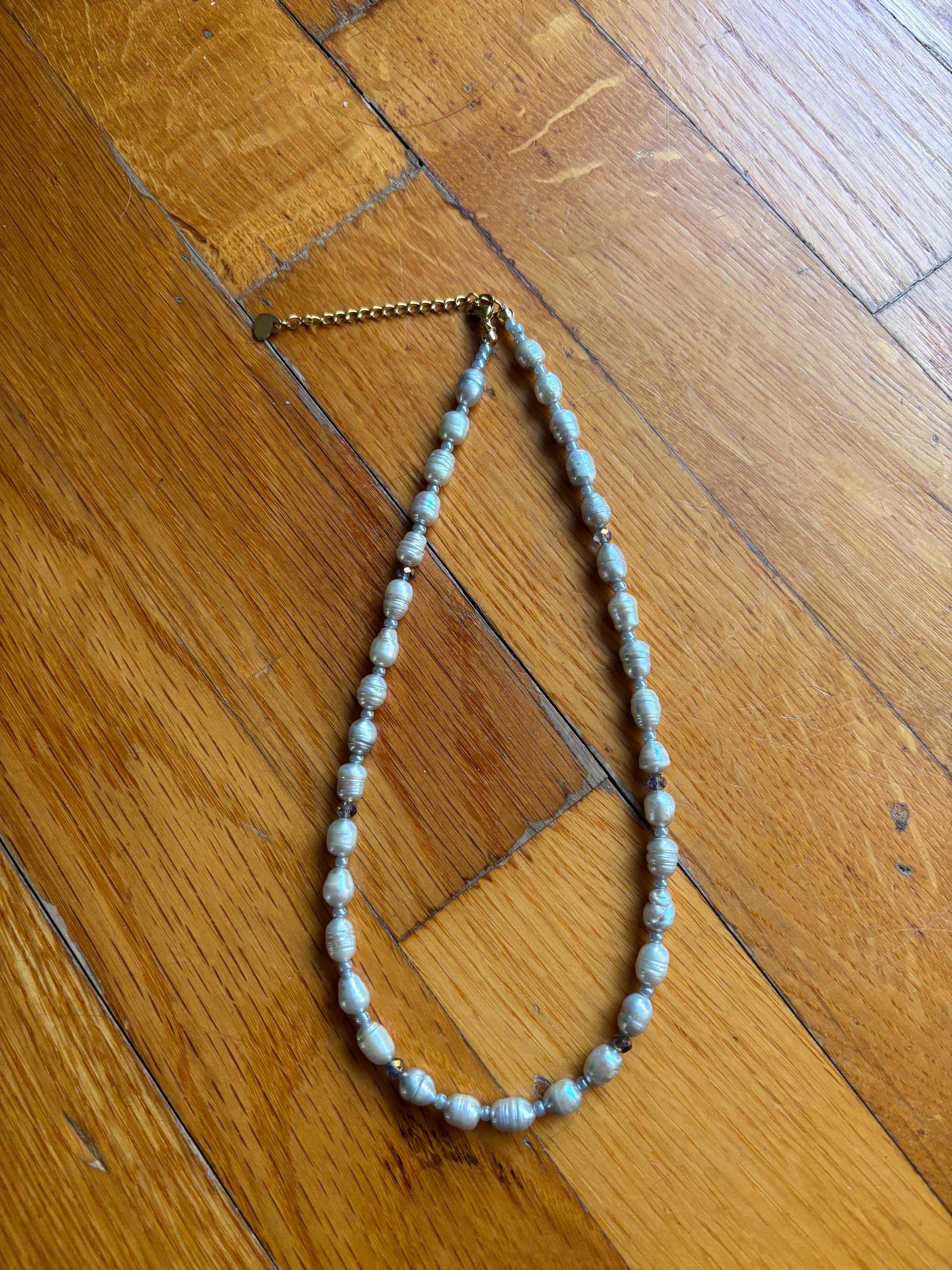 Handmade Grey Freshwater Pearl Beaded Necklace