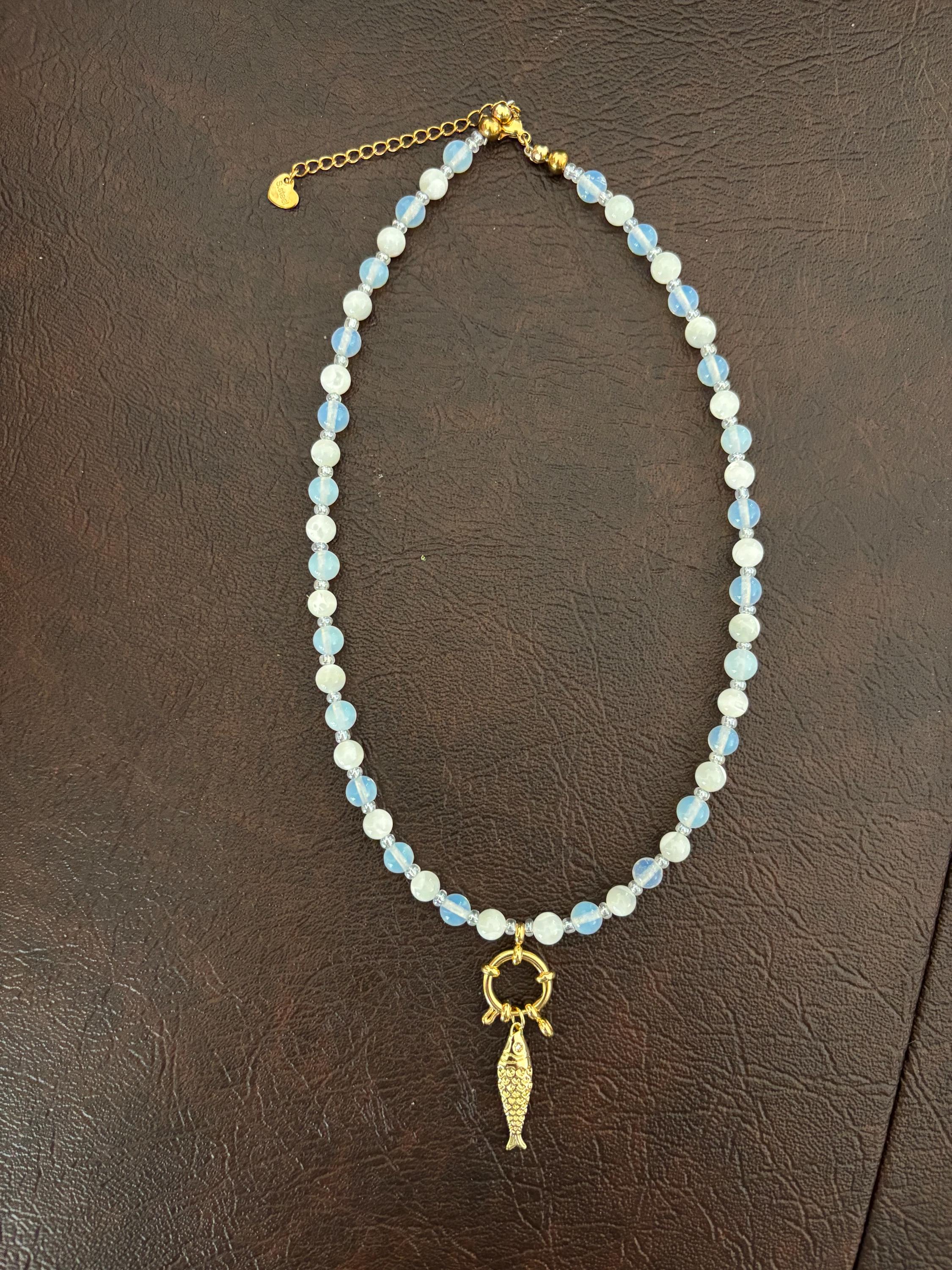 Opalite & Mother of Pearl Beaded Necklace