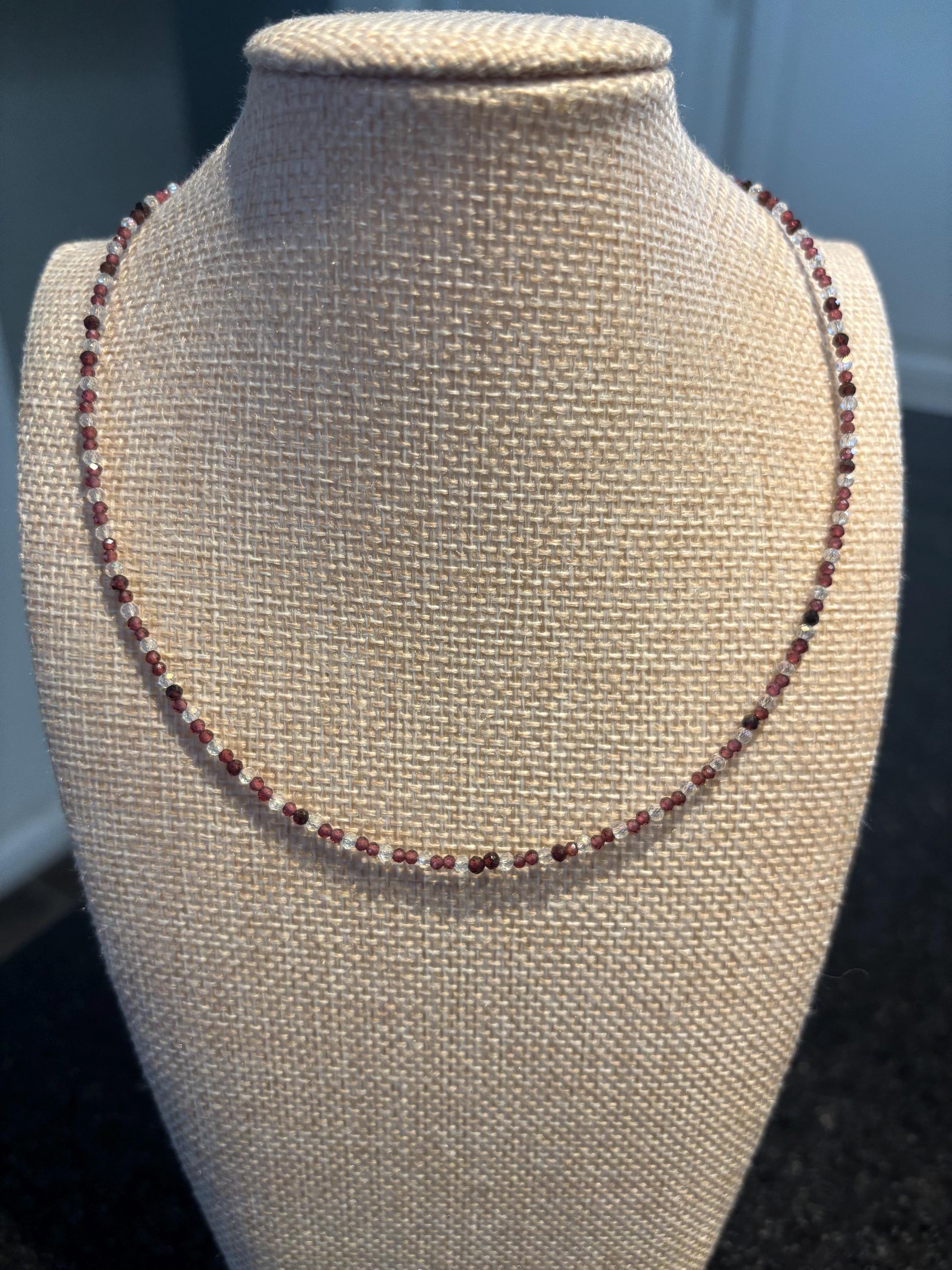 Dainty Garnet Beaded Necklace