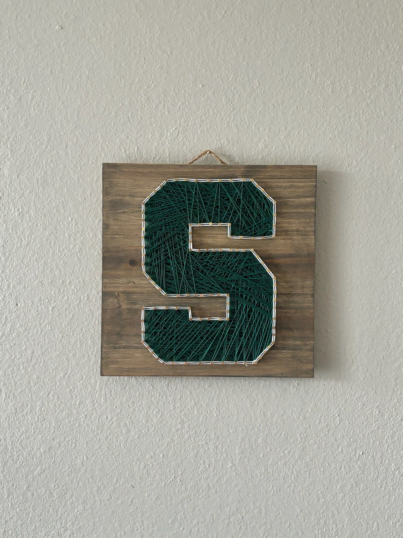 MSU Block S String Art | Handmade Michigan State Decor | Spartan Pride Gift