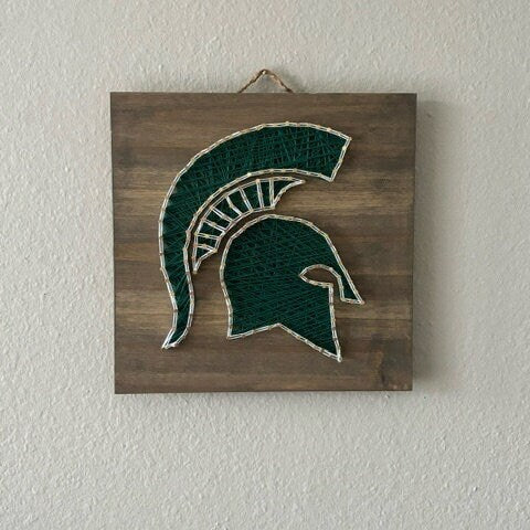 MSU Spartan Head String Art | Handmade Michigan State Decor | Spartan Pride Gift