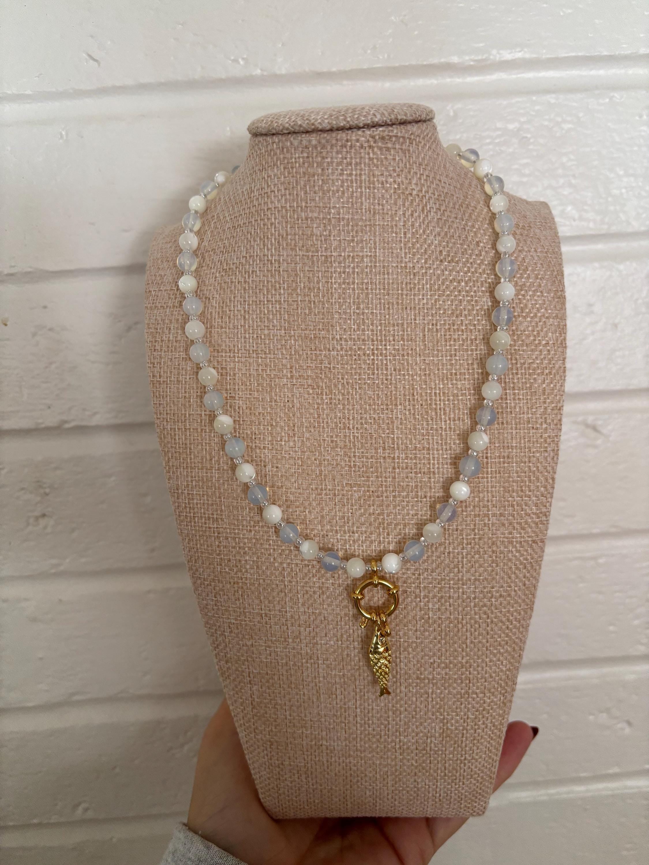 Opalite & Mother of Pearl Beaded Necklace