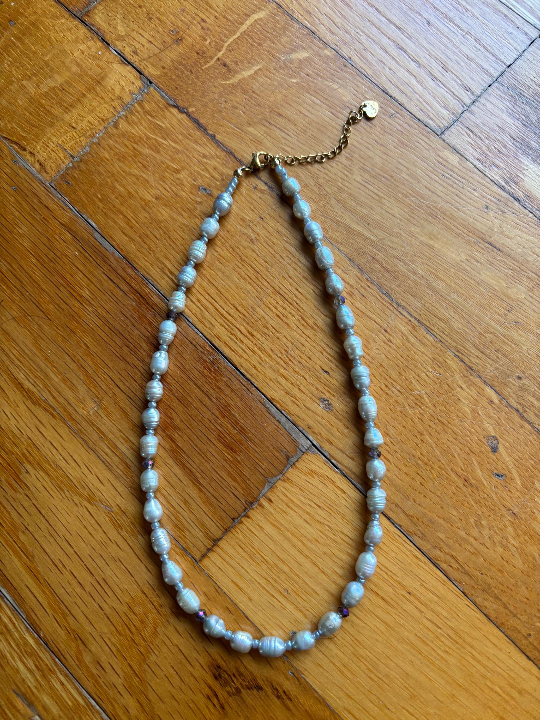 Handmade Grey Freshwater Pearl Beaded Necklace