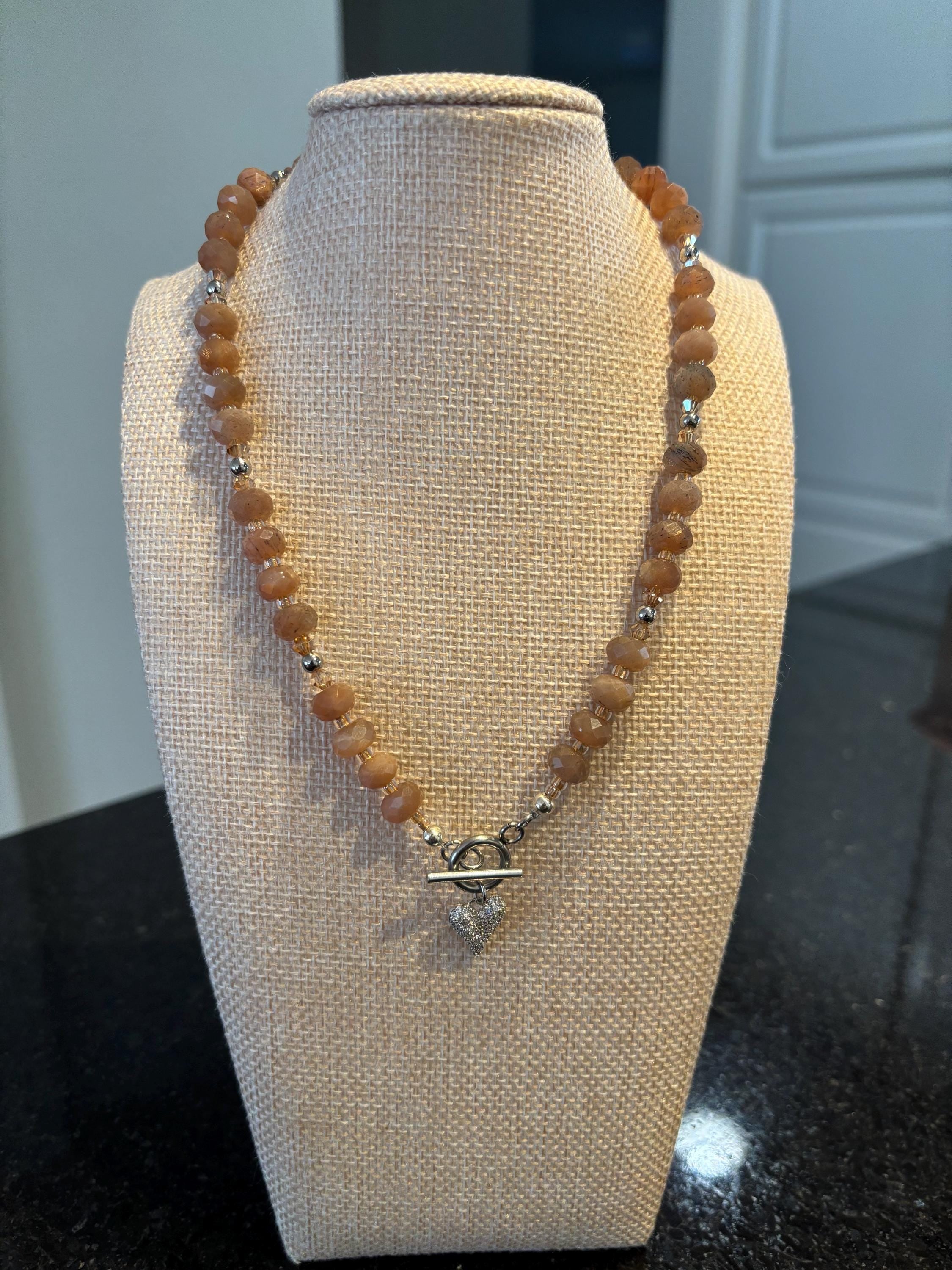 Peach Moonstone Beaded Necklace