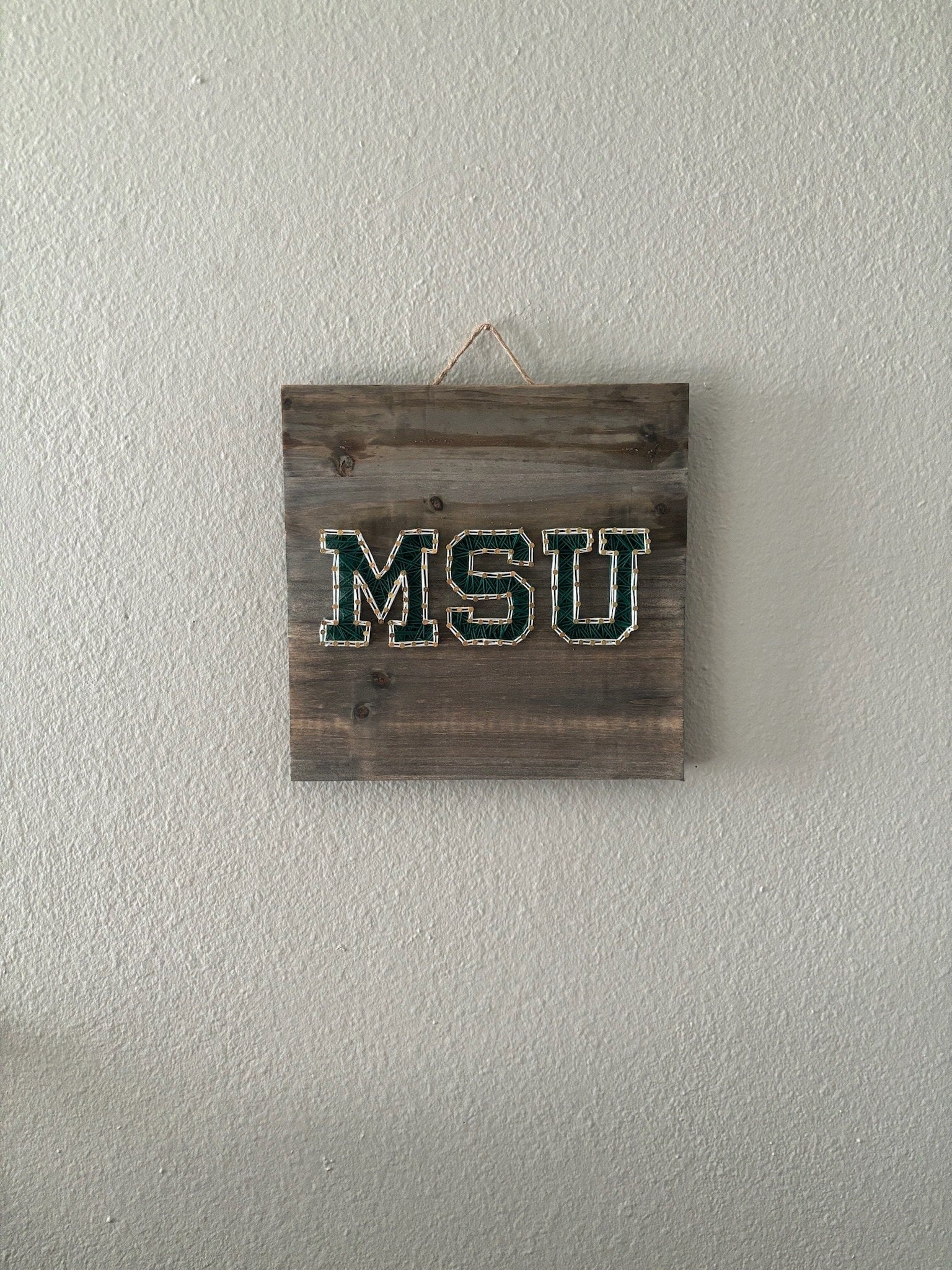 MSU Block Lettering String Art | Handmade Michigan State Decor | Spartan Pride Gift