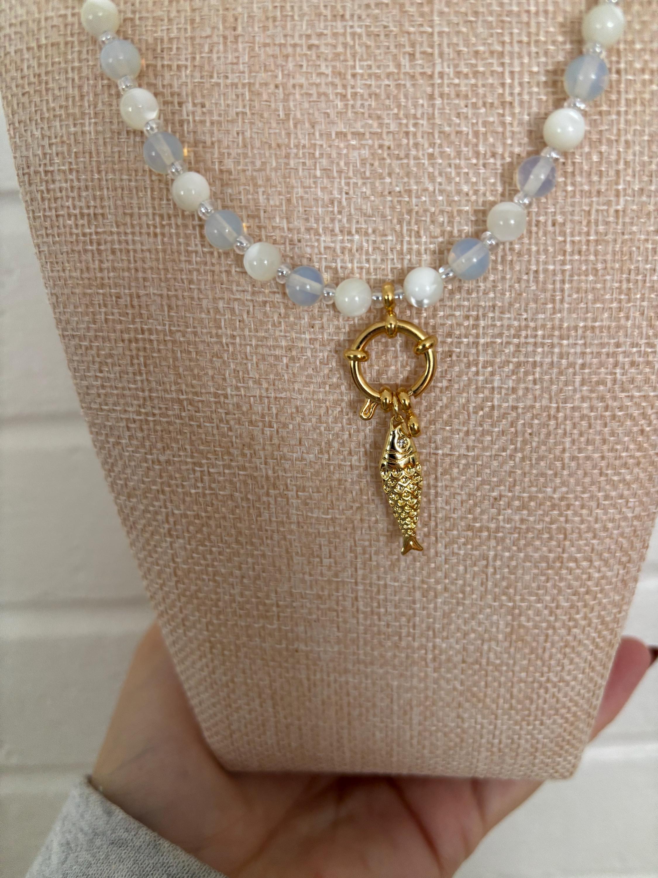 Opalite & Mother of Pearl Beaded Necklace