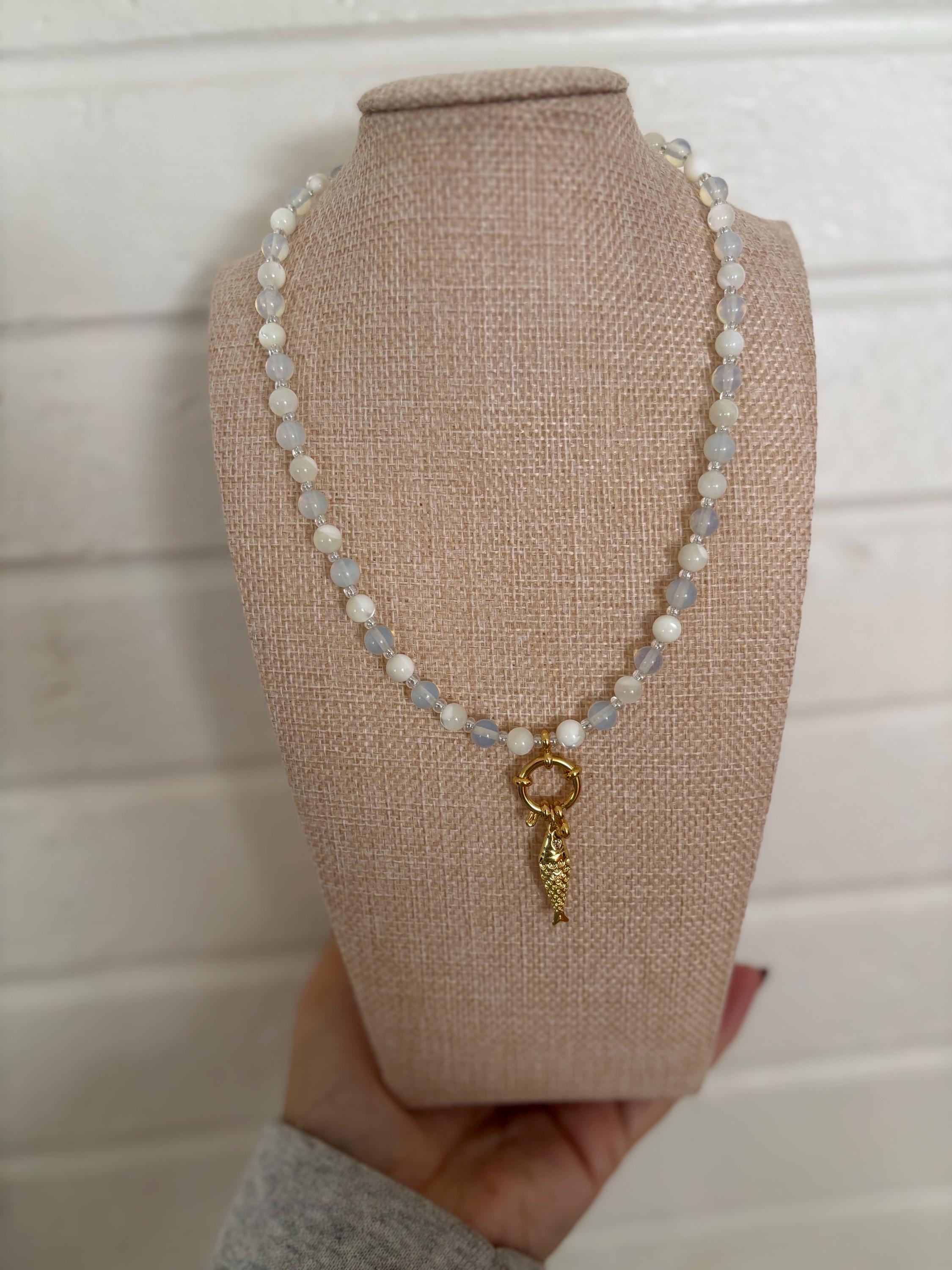 Opalite & Mother of Pearl Beaded Necklace