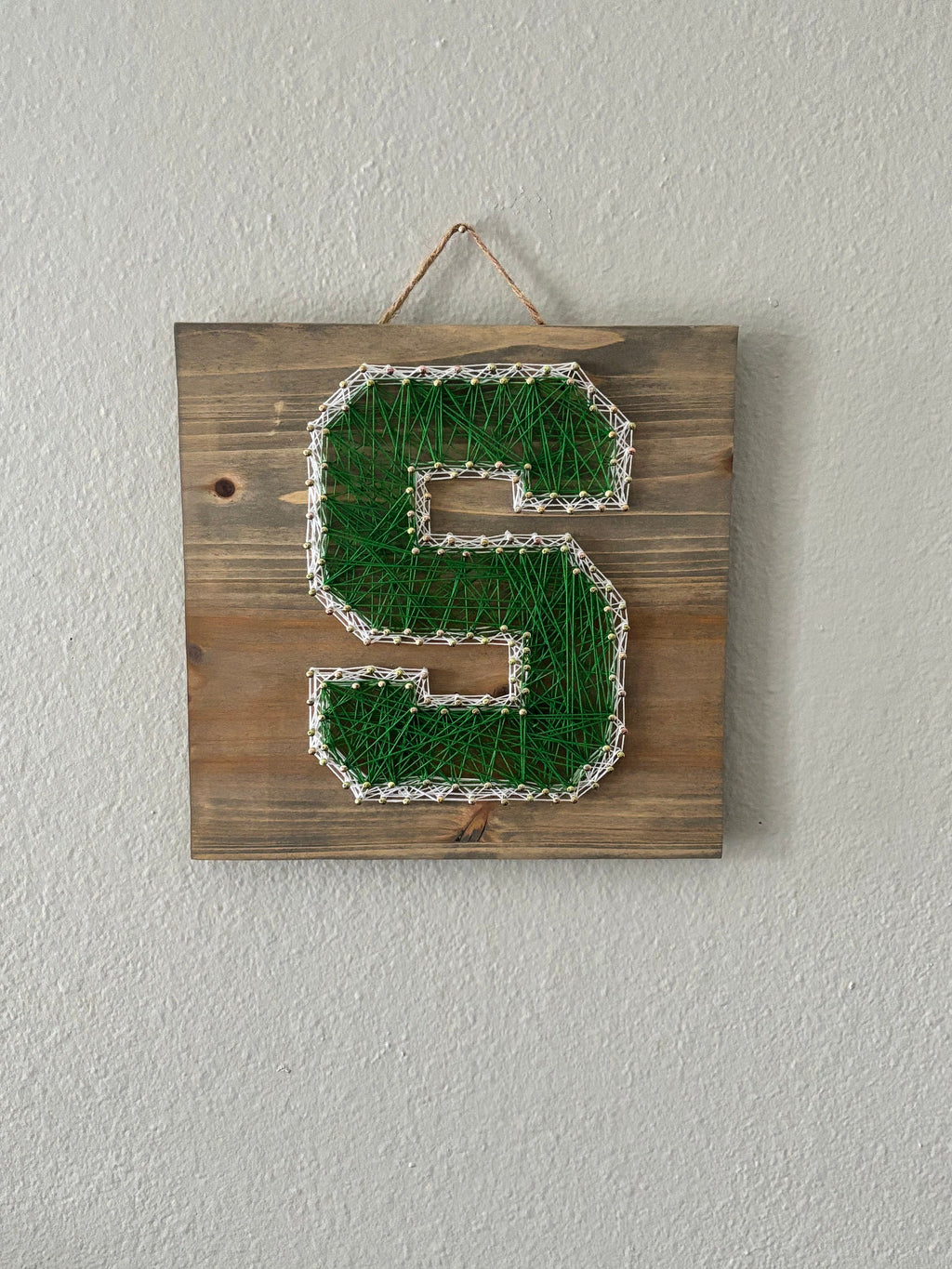 MSU Block S String Art | Handmade Michigan State Decor | Spartan Pride Gift