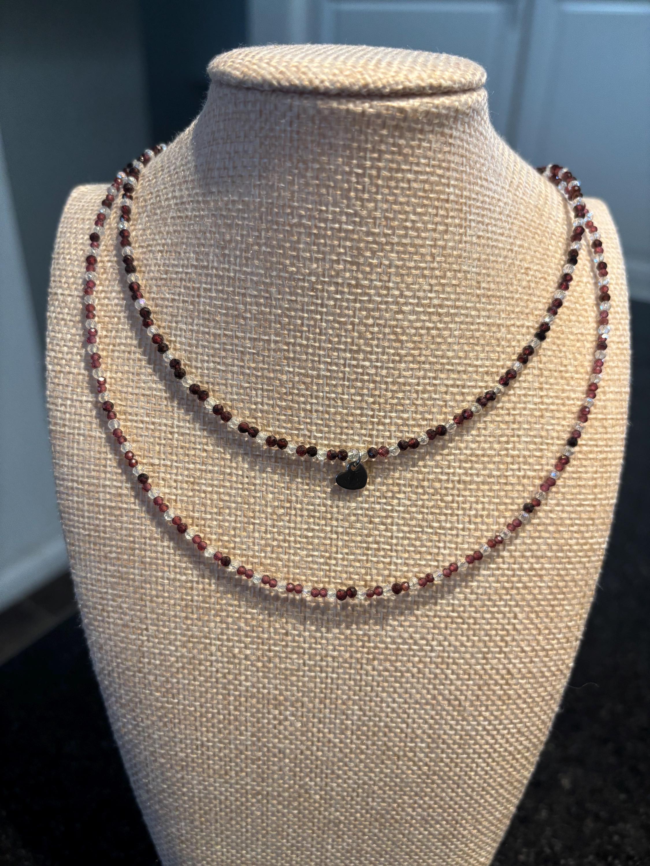 Dainty Garnet Beaded Necklace