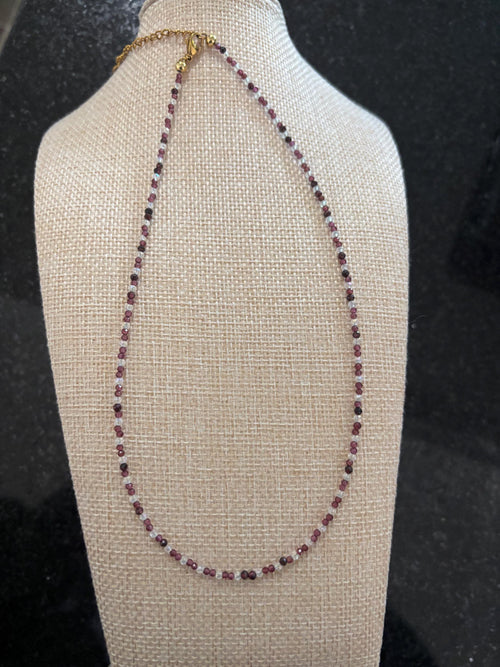 Dainty Garnet Beaded Necklace